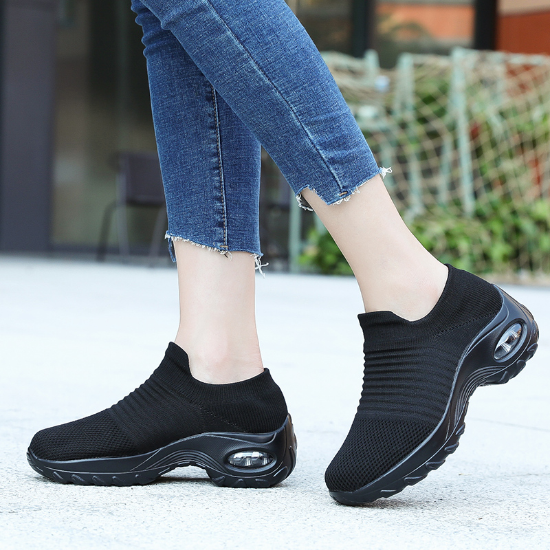 Women Shoes Qc - รองเท้าพยาบาลระบายอากาศได้ดี สวมใส่สบาย รองเท้าลำลองแบบสวม พื้นหนา กันลื่น รองเท้าผ้าใบสำหรับผู้หญิง