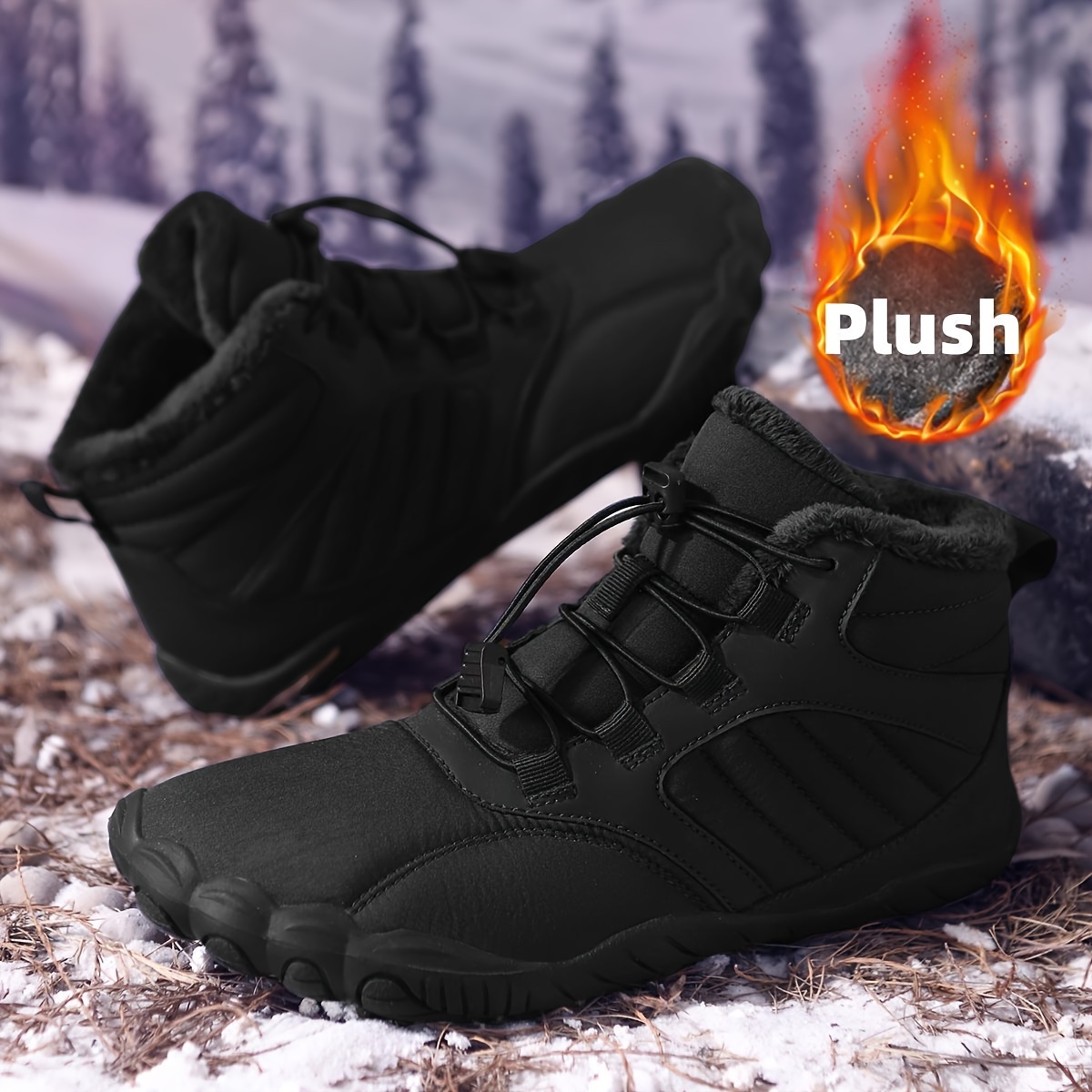 Women'S Shoes Wide Width - รองเท้าบูทหิมะแบบสวมใส่สบายสำหรับฤดูหนาวบุขนแกะสำหรับทุกเพศ หัวรองเท้ากว้าง 5 นิ้ว เชือกผูกรองเท้าแบบล็อคเร็ว กันลื่น