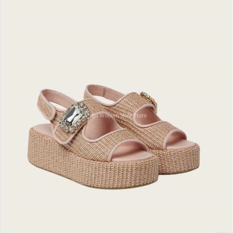Women'S Shoes Hands Free - กัญชาทอหนา Soled รองเท้าแตะผู้หญิง 4-Strand วงกลมถักตัดที่แม่นยําและรองเท้าทอมือรองเท้าชายหาด