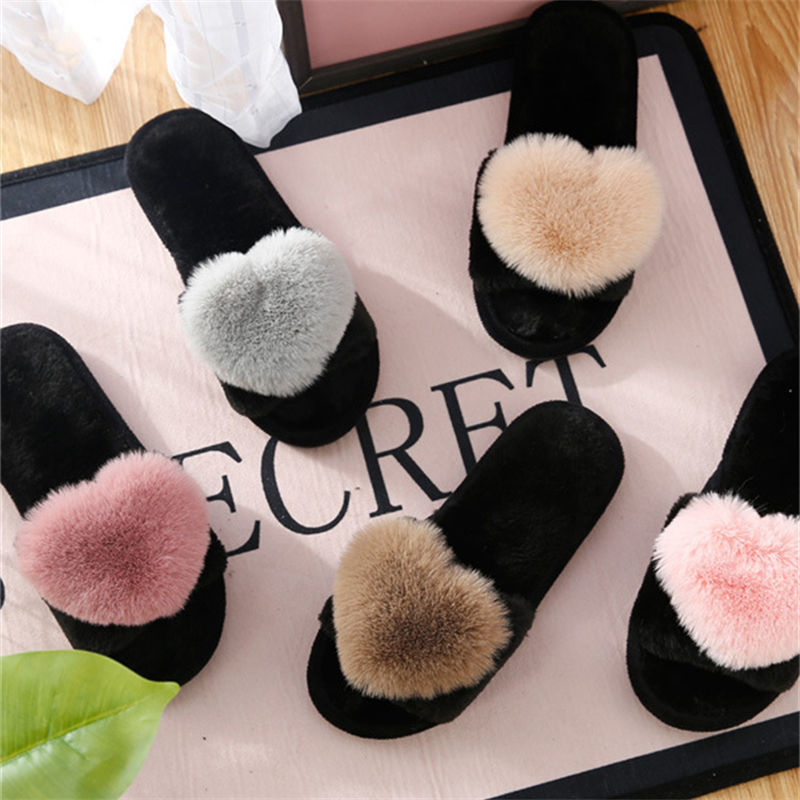 Women'S Shoes For Fall - รองเท้าแตะหัวใจขนนุ่มสำหรับผู้หญิง crriflz รองเท้าใส่ในบ้านผ้าฝ้ายอุ่นๆ