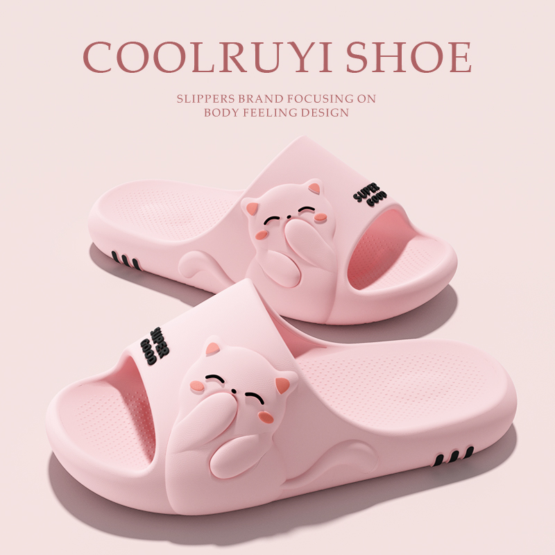 Women'S Shoes For Flat Feet - รองเท้าแตะคู่รักลายการ์ตูนแมว พื้นนุ่ม ใส่สบาย ไซส์ใหญ่ 36-45 สำหรับฤดูร้อน