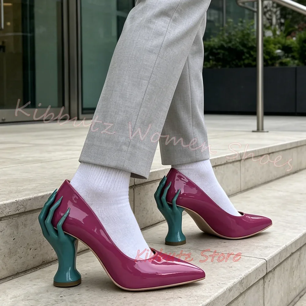 Women'S Shoes Hands Free - รองเท้าส้นสูงทรงปลายแหลม หนังแก้ว แบบสวม ดีไซน์โดดเด่น แฟชั่นหลากสี สวยสง่า
