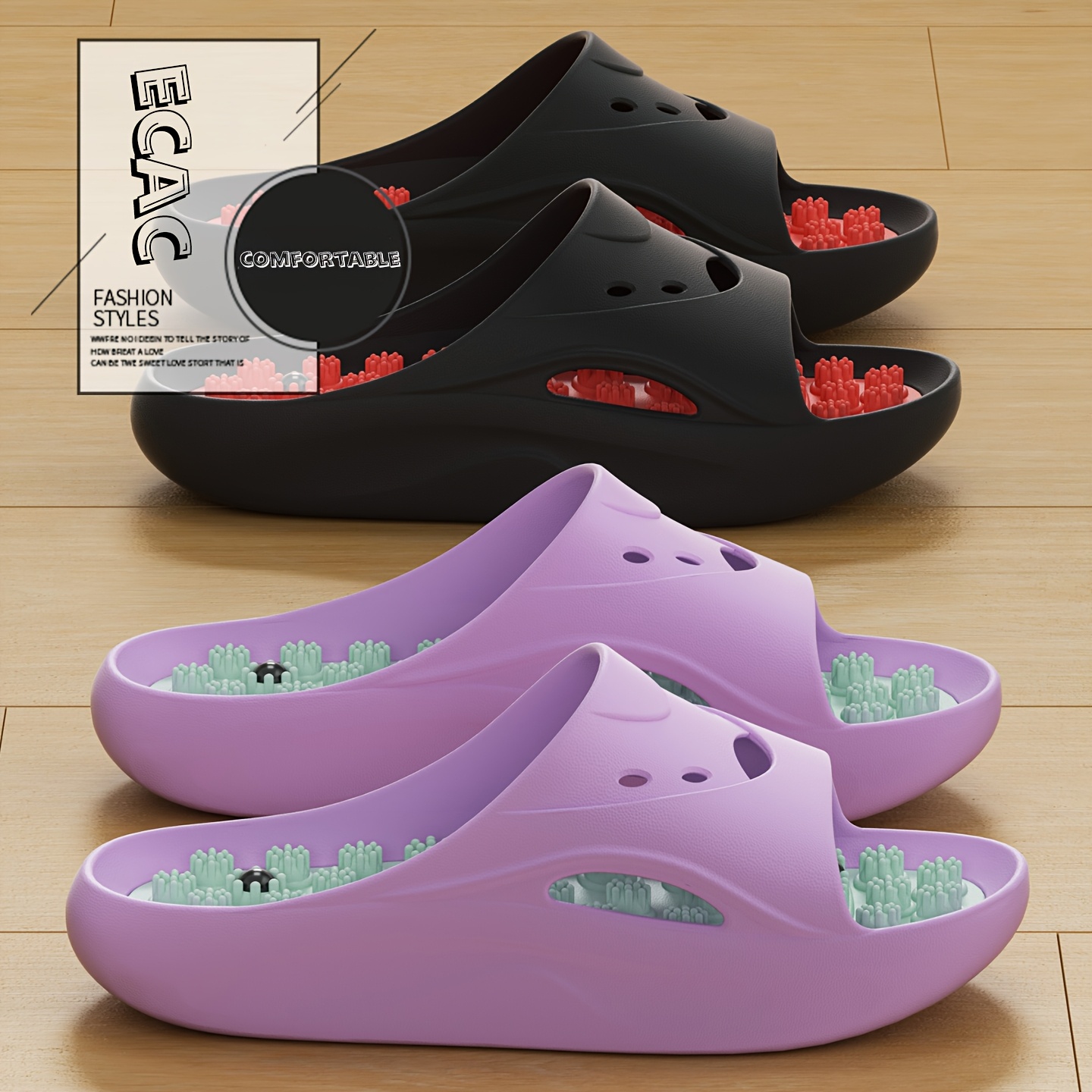 Women'S Shoes Non Slip - รองเท้าแตะนวด EVA สำหรับผู้หญิงและผู้ชาย พื้นหนา กันลื่น ใส่ในห้องน้ำ