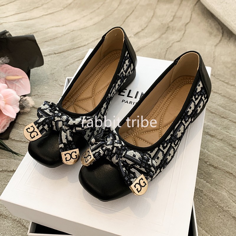 Women Shoes Size To Men - รองเท้าส้นเตี้ยแบบสวมสบายสไตล์ฝรั่งเศสสำหรับผู้หญิง ดีไซน์เซ็กซี่ หัวเหลี่ยม แต่งลายปัก เหมาะกับกระโปรง ส้นเตี้ยเล็กน้อย