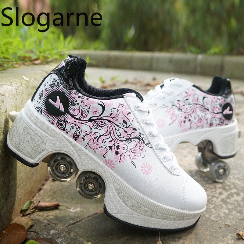 Women Shoes Size To Men - รองเท้าสเก็ตแบบมีล้อ 4 ล้อ สำหรับผู้หญิงและผู้ชาย รองเท้ากีฬาลำลอง รองเท้าสเก็ตแบบอินไลน์ใหม่