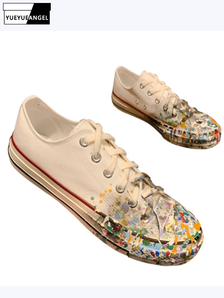 Women'S Shoes Hands Free - รองเท้าผ้าใบผู้หญิงสีขาวแบบผูกเชือก สไตล์ลำลอง แฟชั่นฤดูใบไม้ผลิ ดีไซน์เรโทร ส้นเตี้ย สำหรับทำงานหรือใส่ลำลอง