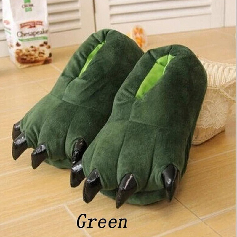 Women Shoes Size To Men - รองเท้าแตะในบ้านสำหรับฤดูหนาว นุ่ม อุ่น สบาย สำหรับผู้หญิงและผู้ชาย ลายอุ้งเท้าสัตว์