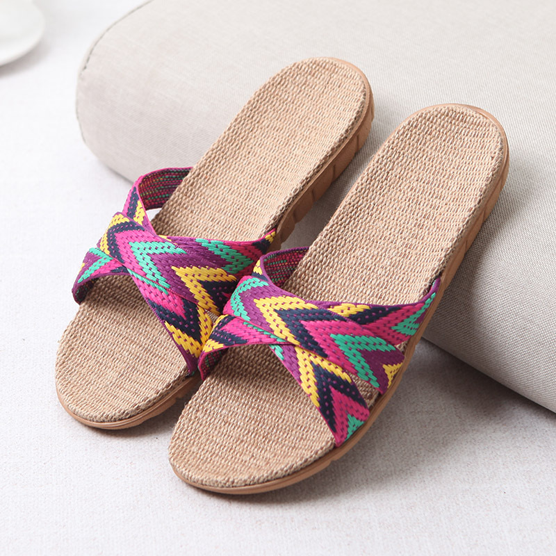 Women'S Shoes Popular - Mntrerm 2022 ใหม่รองเท้าผ้าใบลําลองสําหรับรองเท้าแตะฤดูร้อนผสมสีชั้นผู้หญิงรองเท้าในร่มรองเท้า CROSS รองเท้าแตะผ้าลินิน Terlik