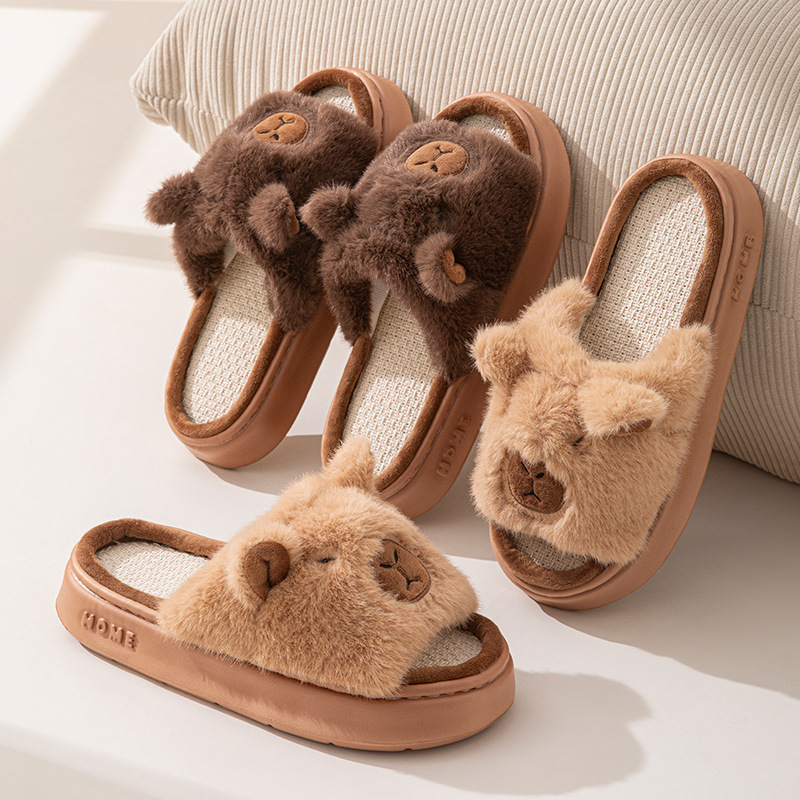 Women'S Shoes Large - รองเท้าแตะผู้หญิงลายการ์ตูนเฮมพ์ สวมใส่สบายๆ สำหรับฤดูใบไม้ผลิและฤดูร้อน ดีไซน์หรูหรา แฟชั่นรองเท้าผู้หญิงแบบสวมในบ้าน พื้นหนานุ่ม