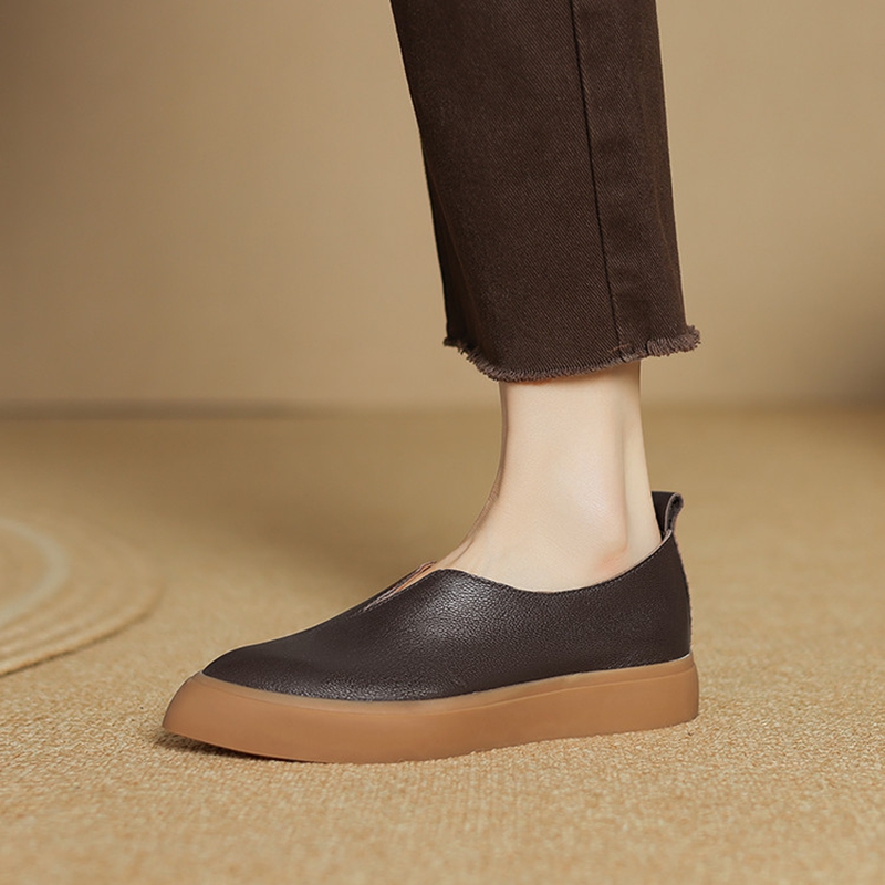 Women Shoes Heels - ใหม่ฤดูใบไม้ผลิ/ฤดูใบไม้ร่วงผู้หญิงLoafers Pointed Toeส้นหนารองเท้าหนังแท้รองเท้าผู้หญิงSlip-Onผู้หญิงปั๊มแพลตฟอร์มรองเท้า