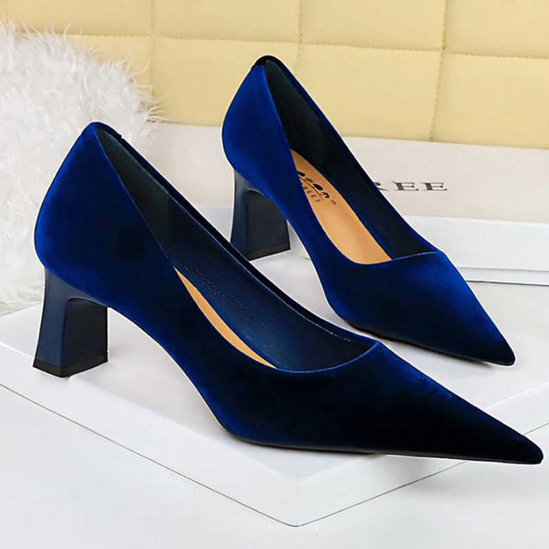 รองเท้าส้นสูงแบบสวมสำหรับผู้หญ - Women'S Shoes Navy Blue บทวิจารณ์และราคา