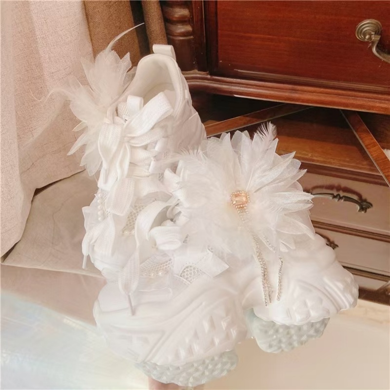 ดอกไม้สีขาวลูกไม้ rhinestone พ - Women'S Shoes Hands Free บทวิจารณ์และราคา