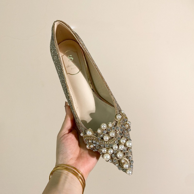 รองเท้าส้นตึกประดับคริสตัลหรูห - Women'S Shoes Non Slip บทวิจารณ์และราคา
