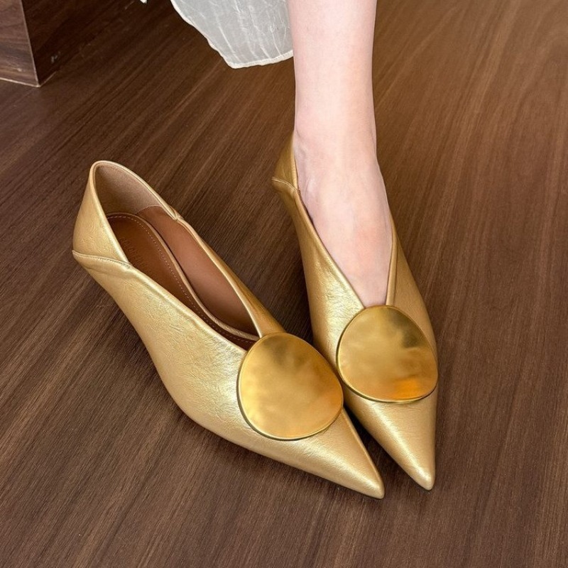 รองเท้าส้นแบนแบบสวมหัวแหลมสำหร - Women Shoes Heels บทวิจารณ์และราคา