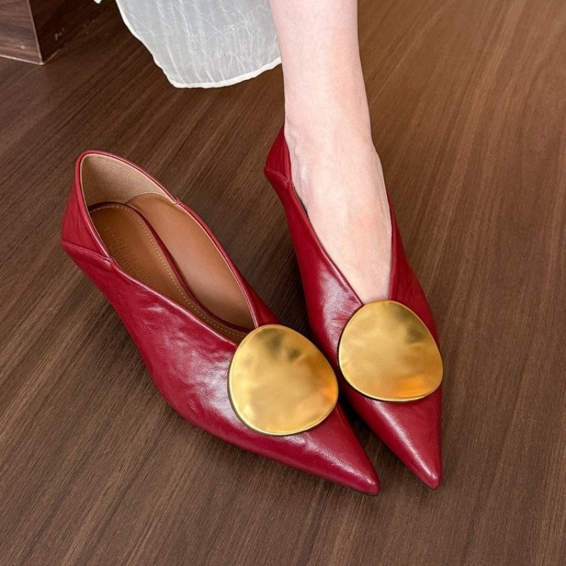 รองเท้าส้นแบนแบบสวมหัวแหลมสำหร - Women Shoes Heels บทวิจารณ์และราคา
