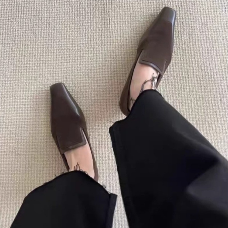 รองเท้าส้นเตี้ยทรงเหลี่ยมแบบสว - Women Shoes Heels บทวิจารณ์และราคา