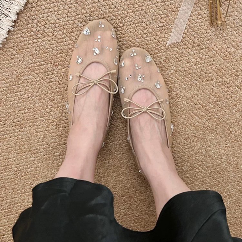 รองเท้าส้นเตี้ยแบบสวมประดับโบว - Women Shoes Heels บทวิจารณ์และราคา