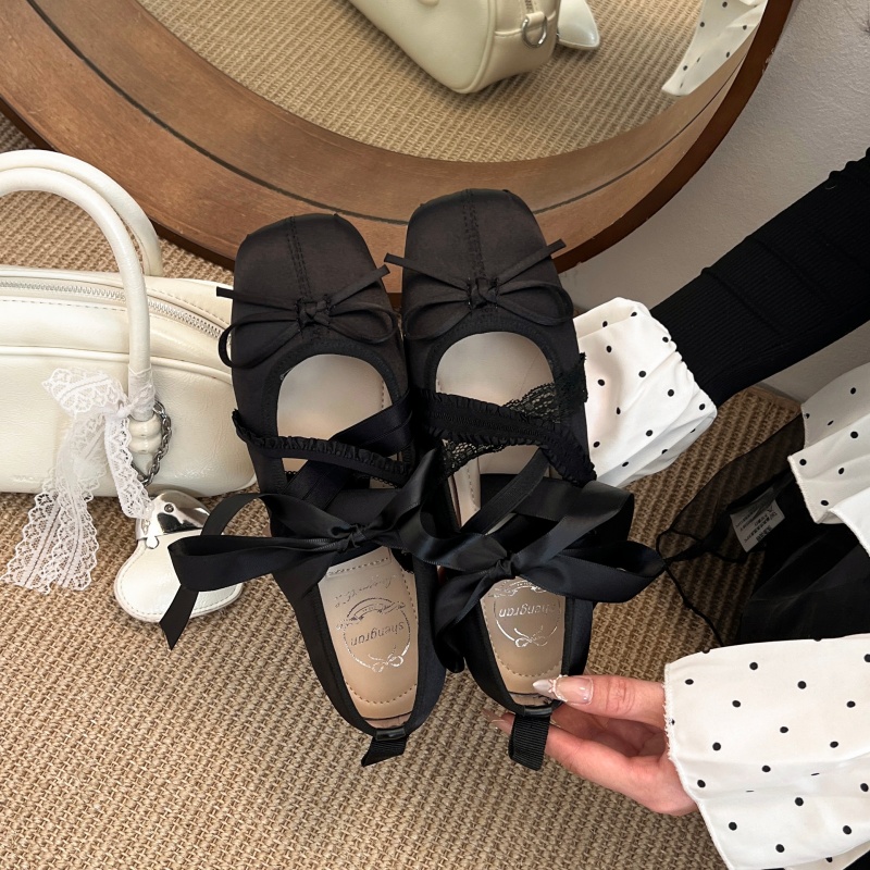 รองเท้าบัลเล่ต์แบบผูกเชือก สไต - Women'S Shoes Large บทวิจารณ์และราคา