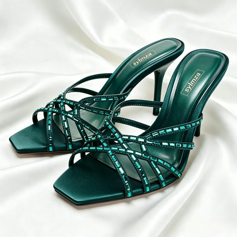 รองเท้าส้นสูงประดับคริสตัลสีฟ้ - Women'S Shoes Navy Blue บทวิจารณ์และราคา